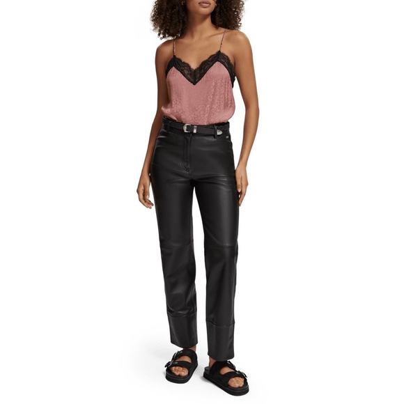 SCOTCH AND SODA Camisole Lace Detail Top Womens XS Pink Black Racerback Tank - Picture 1 of 16